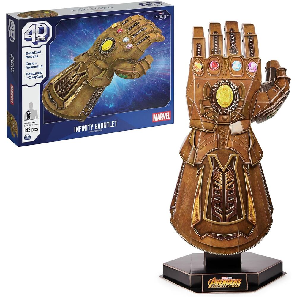 4D Build Marvel Infinity Gauntlet 3D Puzzle Model Kit with Stand 142 Piece NWT
